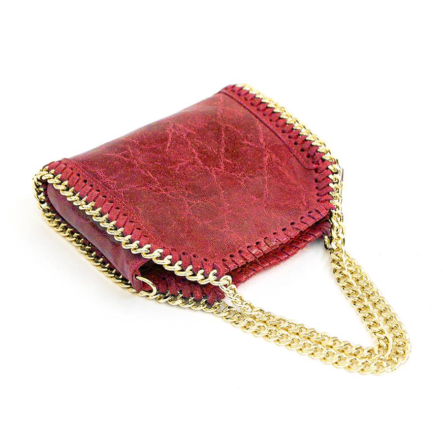 Laura Di Maggio LUMI – Borsa con catene in pelle vintage rossa Latest fashion