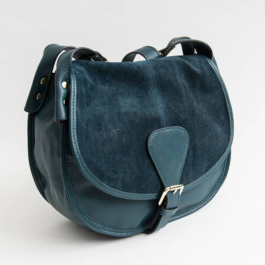 Laura Di Maggio SADDLE – postina in pelle e camoscio petrolio Bestseller