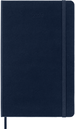 Moleskine Agenda Classic 2024 LargeGiornaliera, copertina rigida, 12 mesi, Blu Zaffiro