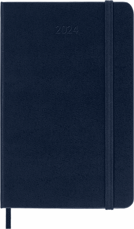 Moleskine Agenda Classic 2024 PocketGiornaliera, copertina rigida, 12 mesi, Blu Zaffiro