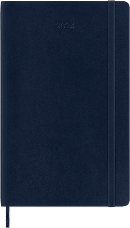 Moleskine Agenda Classic 2024 LargeGiornaliera, copertina morbida, 12 mesi, Blu Zaffiro