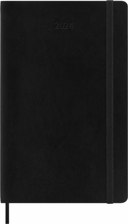 Moleskine Agenda Classic 2024 LargeSettimanale orizzontale, copertina morbida, 12 mesi, Nero