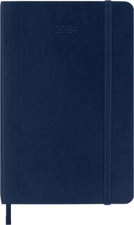 Moleskine Agenda Classic 2024 PocketGiornaliera, copertina morbida, 12 mesi, Blu Zaffiro