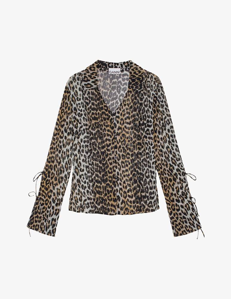 Ganni Camicia slim in chiffon stampato Vendite Flash