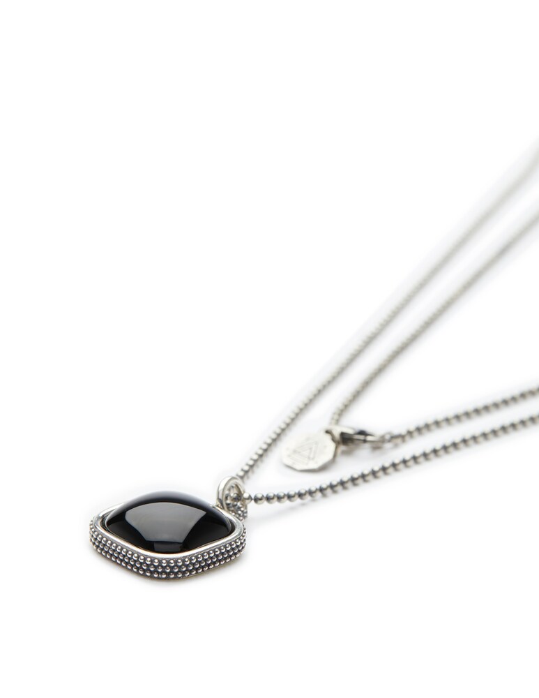 NOVE25 Collana pendente quadrato puntinato onice s150 l70 - nero Duty-free