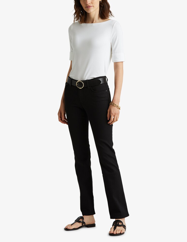 Lauren Ralph Lauren Top in cotone con scollo a barchetta Judy Vendita Calda