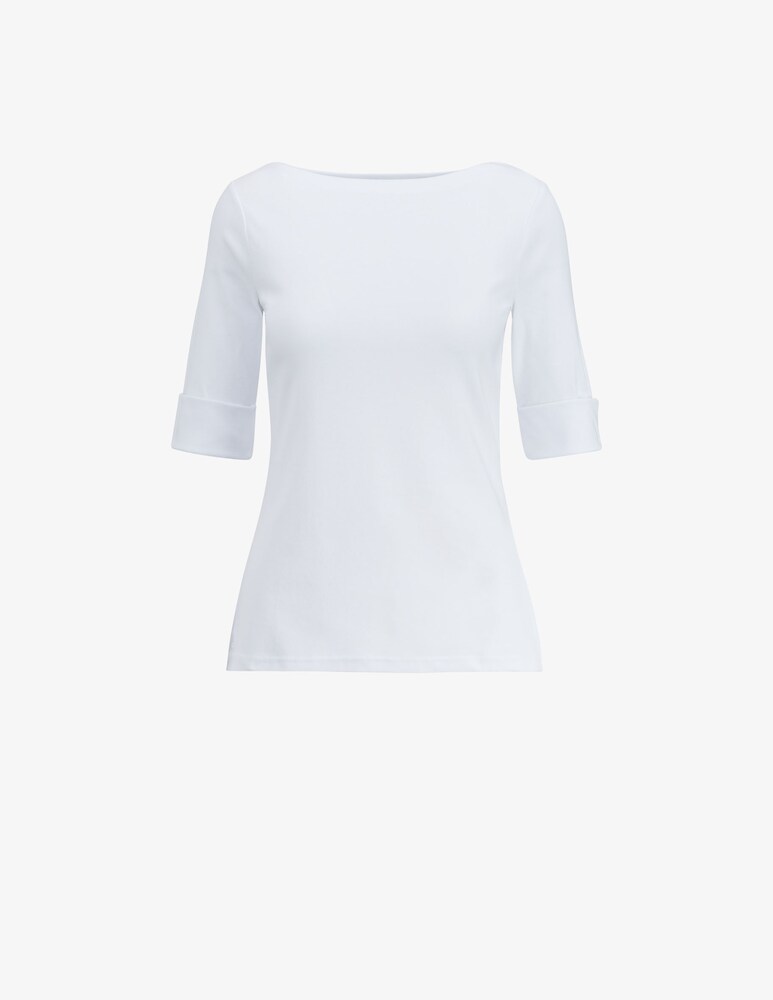 Lauren Ralph Lauren Top in cotone con scollo a barchetta Judy Vendita Calda