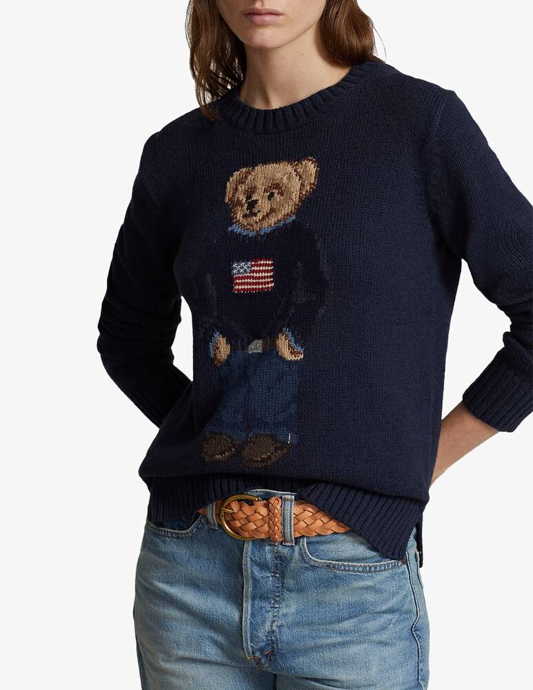 Polo Ralph Lauren Maglione in misto cotone e lino Bear Consegna Veloce