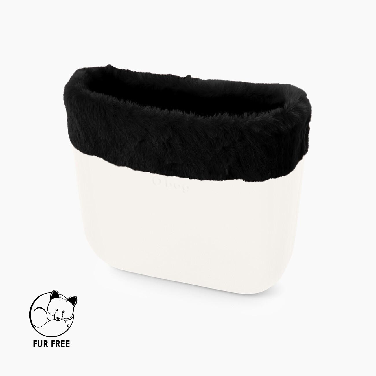 Bordo fibra sintetica effetto lapin rex nero O bag mini 2025