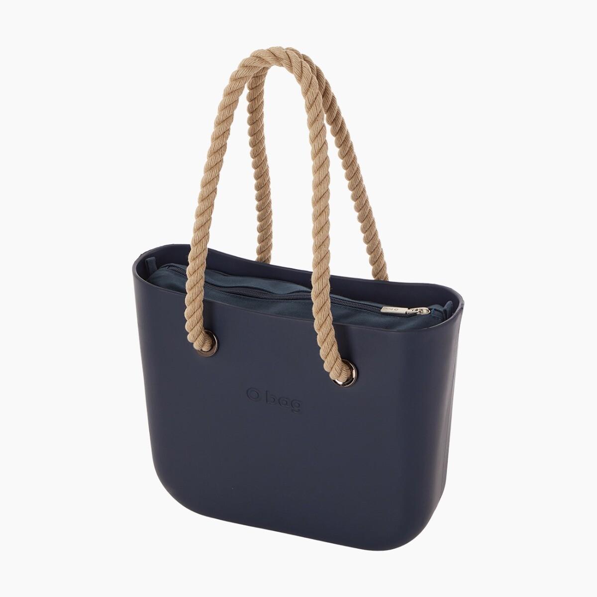 O bag mini blu navy e naturale Italy