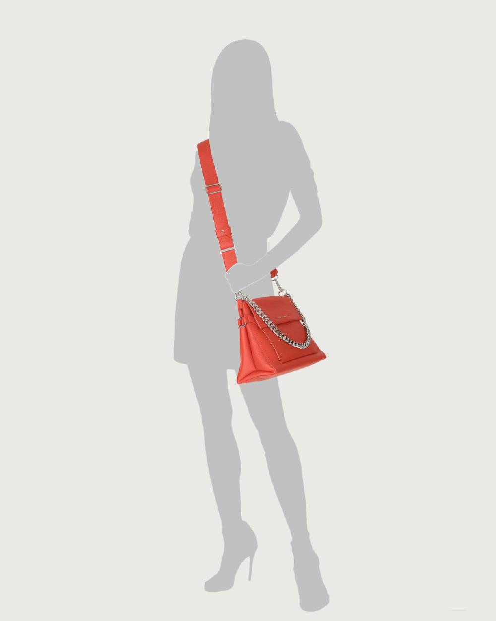 ﻿Orciani Borsa a spalla Missy Soft in pelle con catena e tracolla Prezzo Ridotto