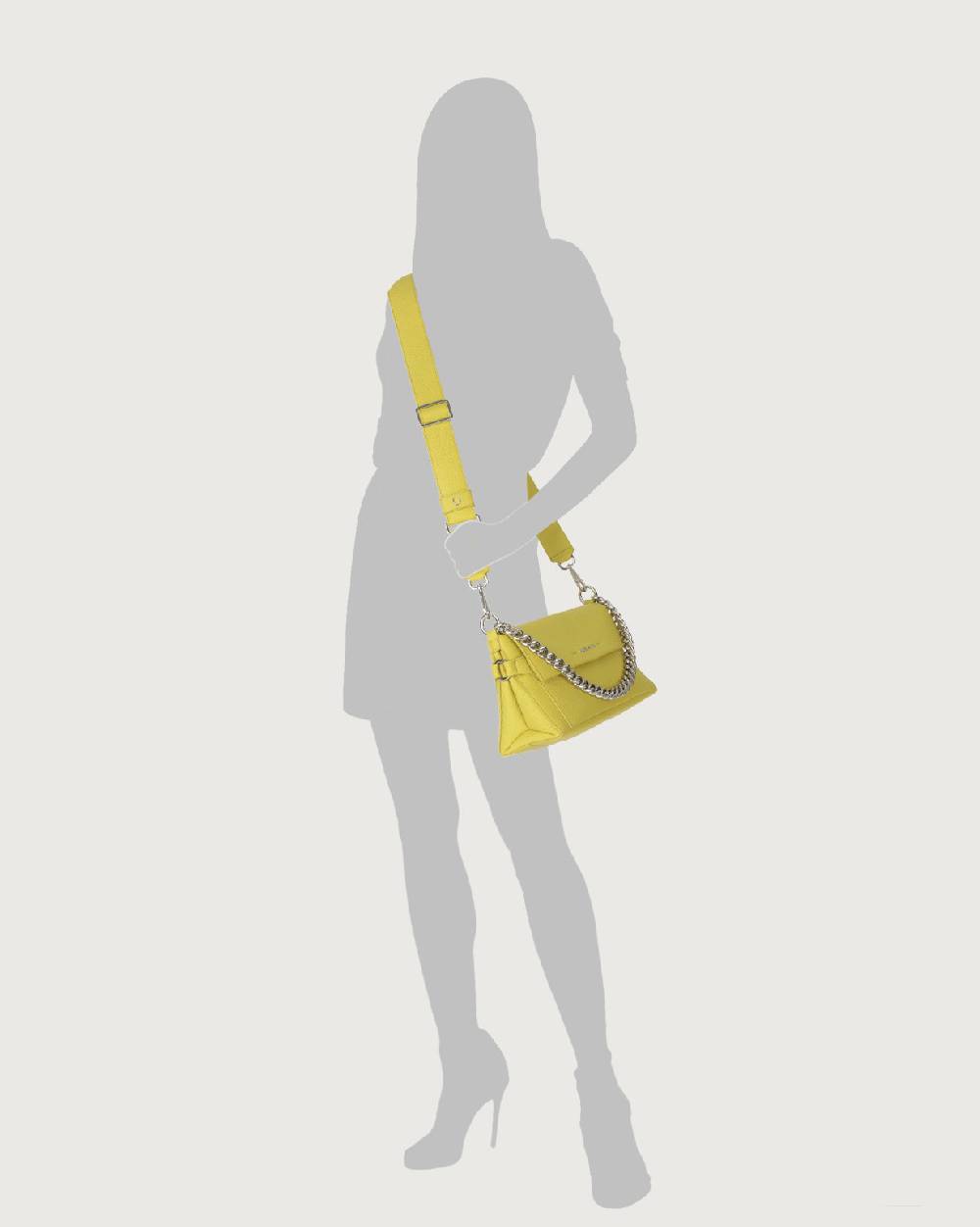 Orciani Borsa a spalla Missy Longuette Soft in pelle con catena e tracolla In Linea
