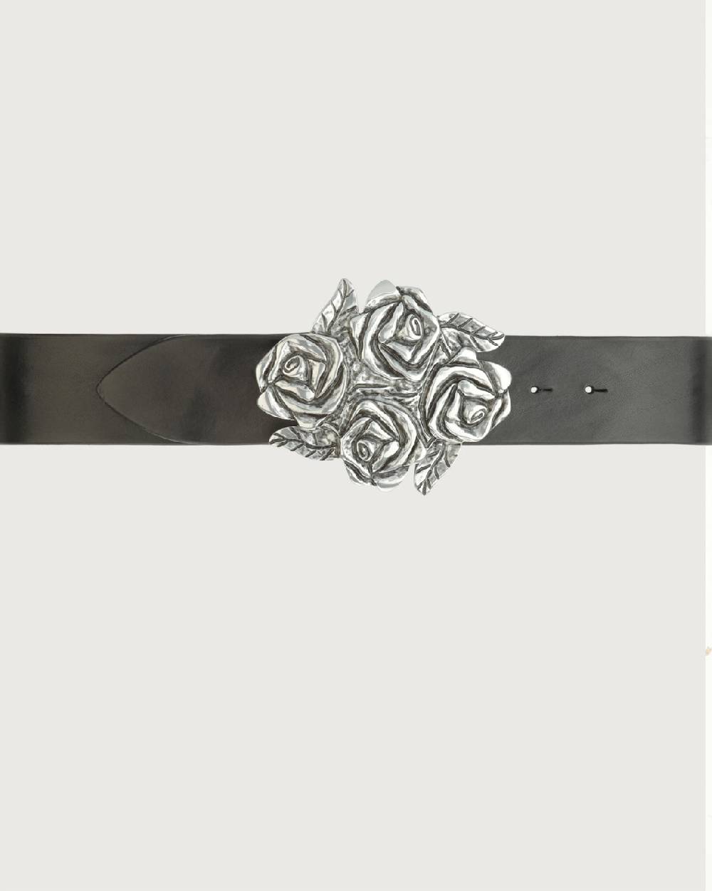 Orciani Cintura Bull Soft in cuoio con fibbia motivo rose 5 cm Affare Del Giorno