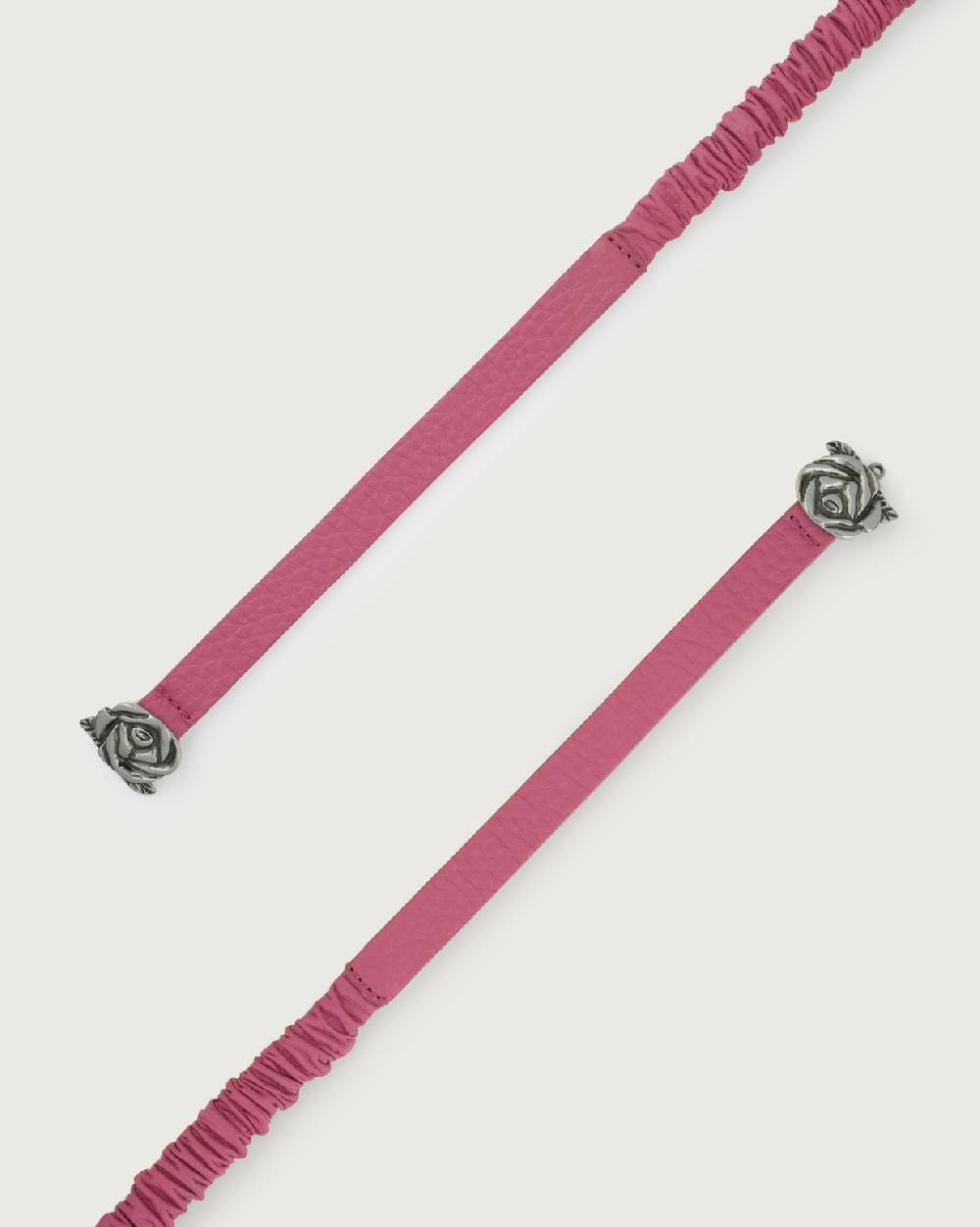 Orciani Cintura Soft in pelle elasticizzata con fibba ad incastro motivo rose 1,5 cm Novità