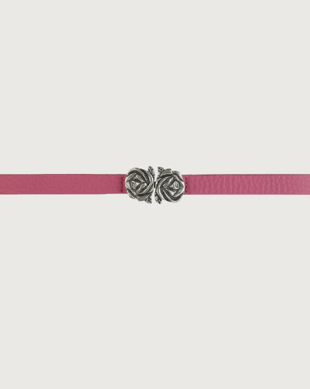 Orciani Cintura Soft in pelle elasticizzata con fibba ad incastro motivo rose 1,5 cm Novità