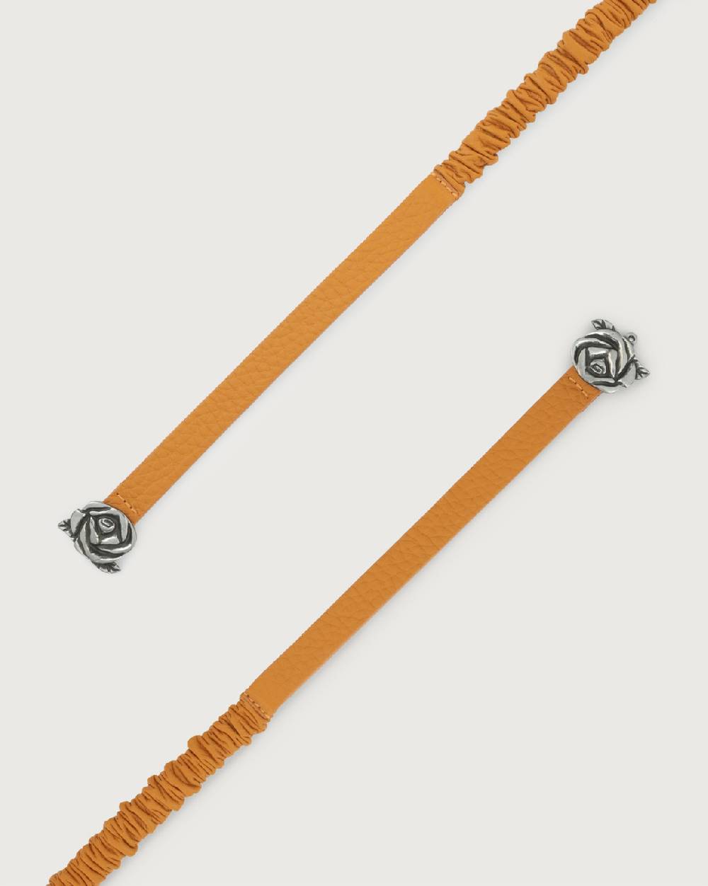 Orciani Cintura Soft in pelle elasticizzata con fibba ad incastro motivo rose 1,5 cm Presa