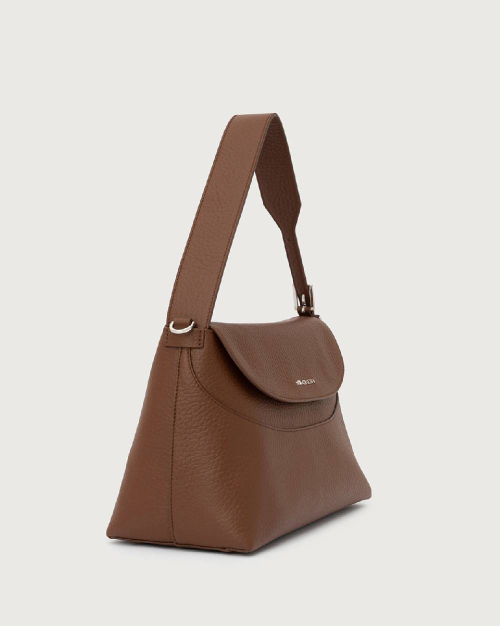 Orciani Borsa a spalla Nana Soft in pelle martellata con tracolla In Linea