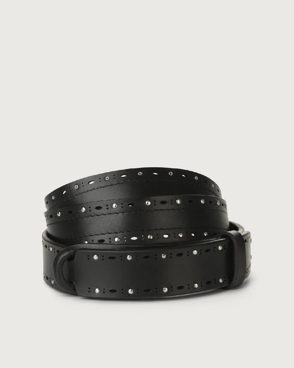 Orciani Cintura Nobuckle Bull Soft in cuoio con micro-borchie Nuova