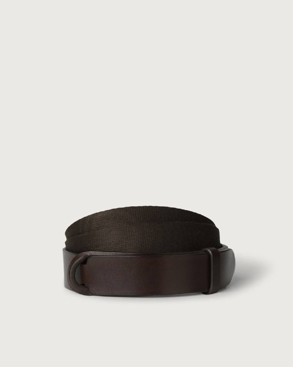 Orciani Cintura Nobuckle Bull in cuoio e tessuto In Linea