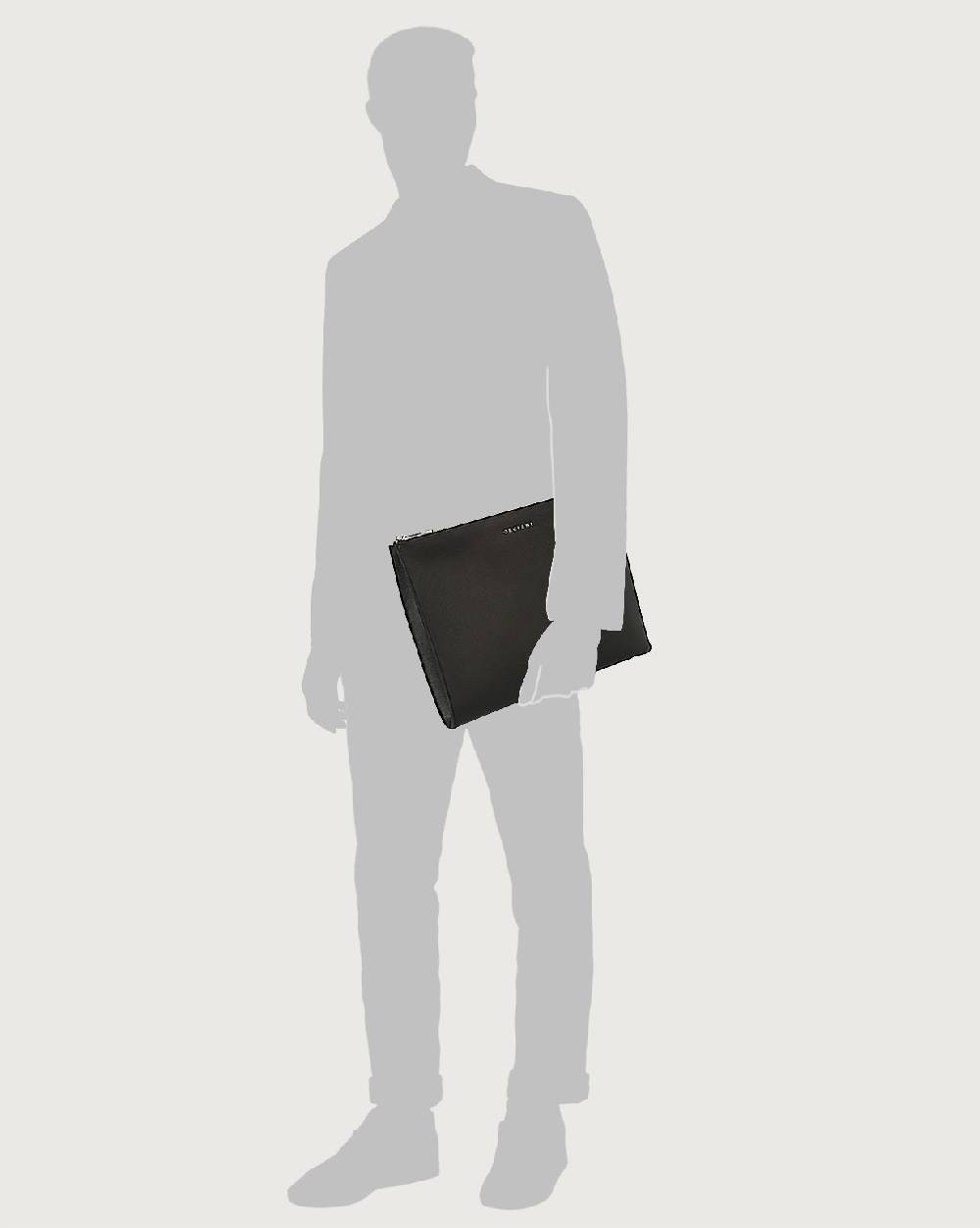 Orciani Pochette slim Timeless in pelle palmellata Saldi Di Fabbrica