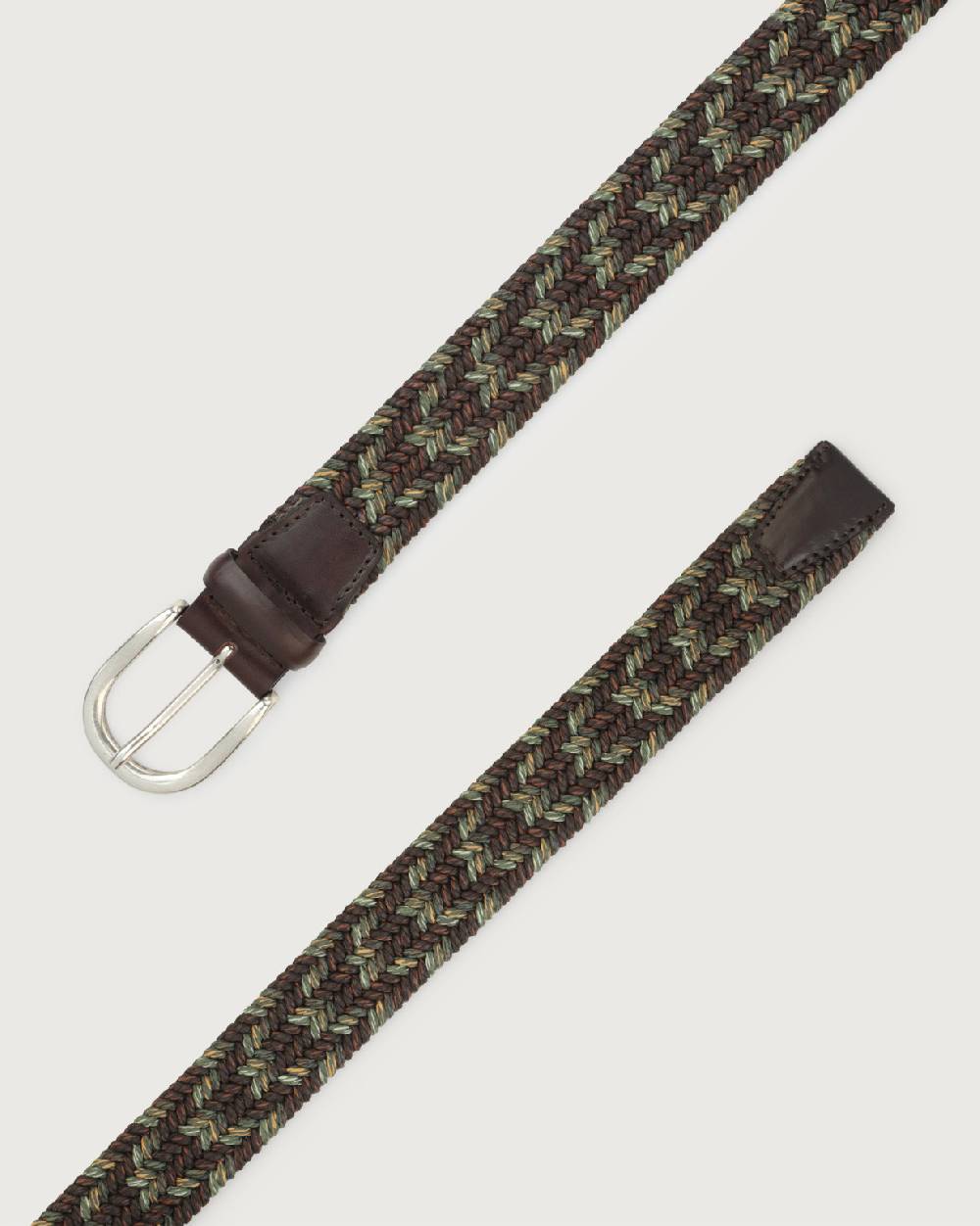 Orciani Cintura elasticizzata Fade Elast in lino e cuoio Sottocosto