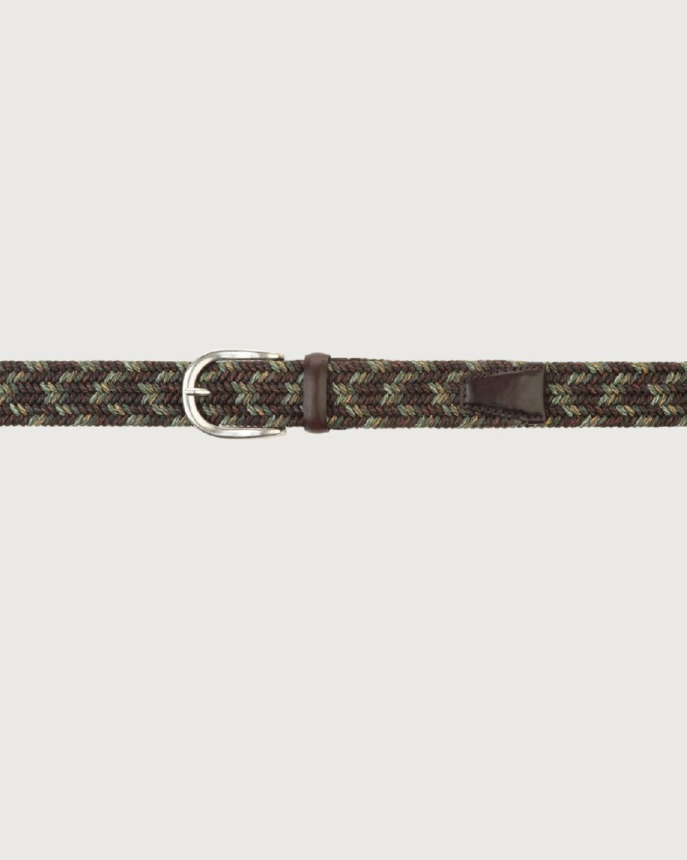 Orciani Cintura elasticizzata Fade Elast in lino e cuoio Sottocosto
