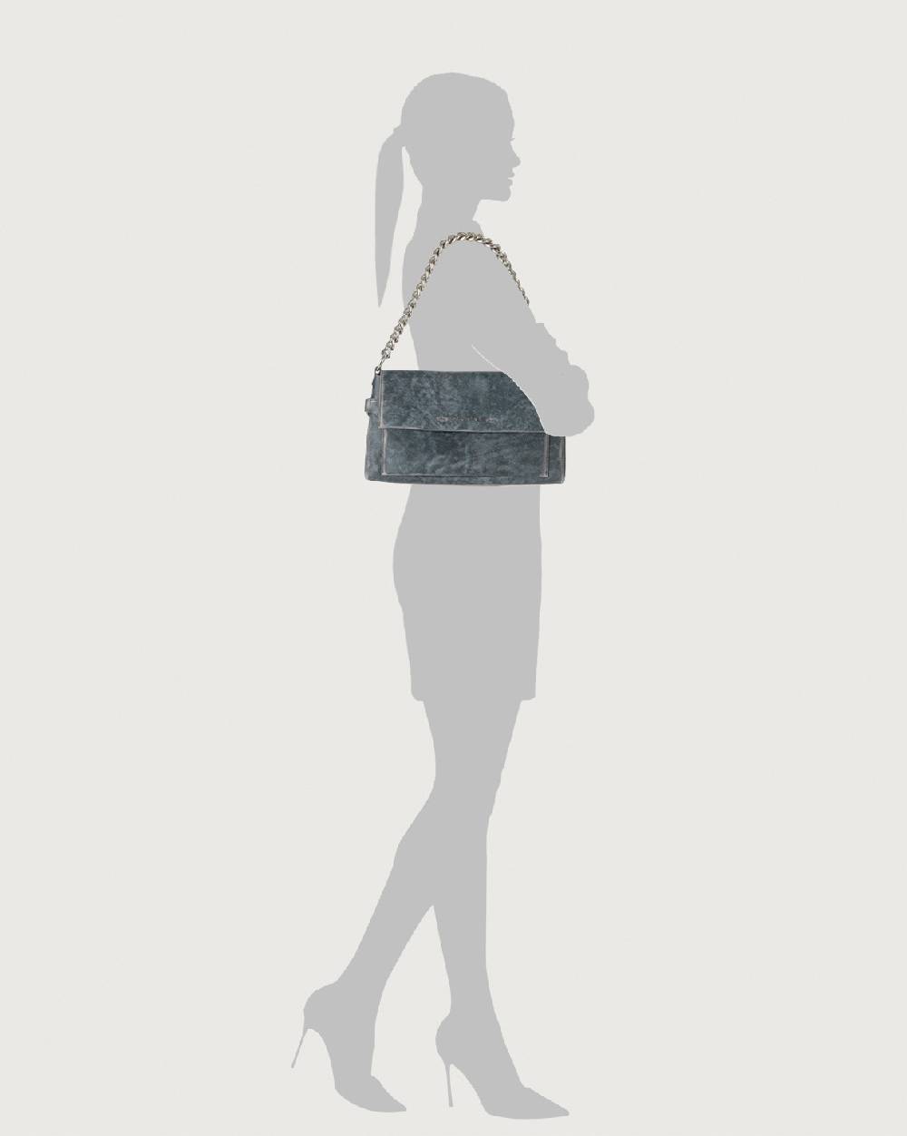 Orciani Borsa a spalla Missy Longuette Delavè in pelle con catena e tracolla Pezzi Unici