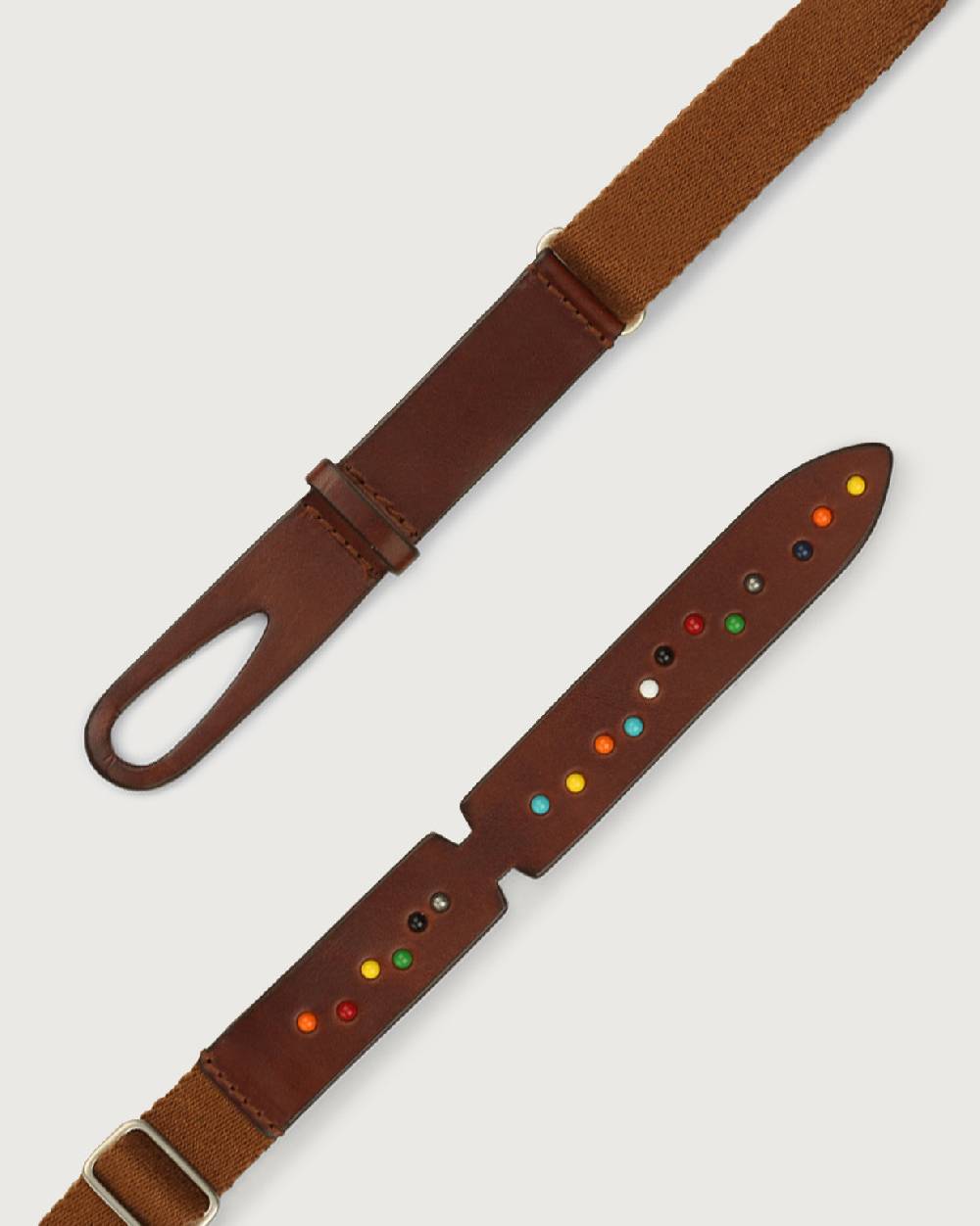 Orciani Cintura Nobuckle Kids Point Color in cuoio e tessuto con micro-borchie Consegna Veloce