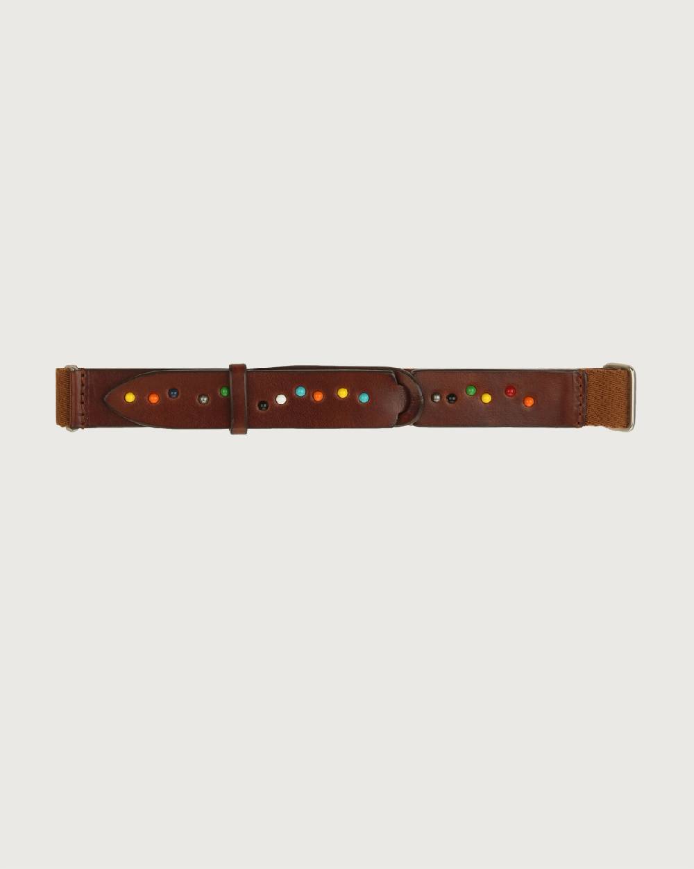 Orciani Cintura Nobuckle Kids Point Color in cuoio e tessuto con micro-borchie Consegna Veloce