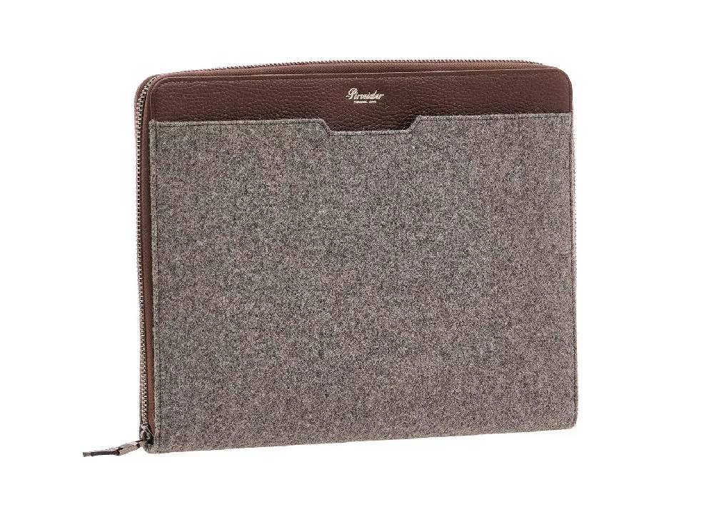 Pineider Porta ipad con zip in Wool In Vendita