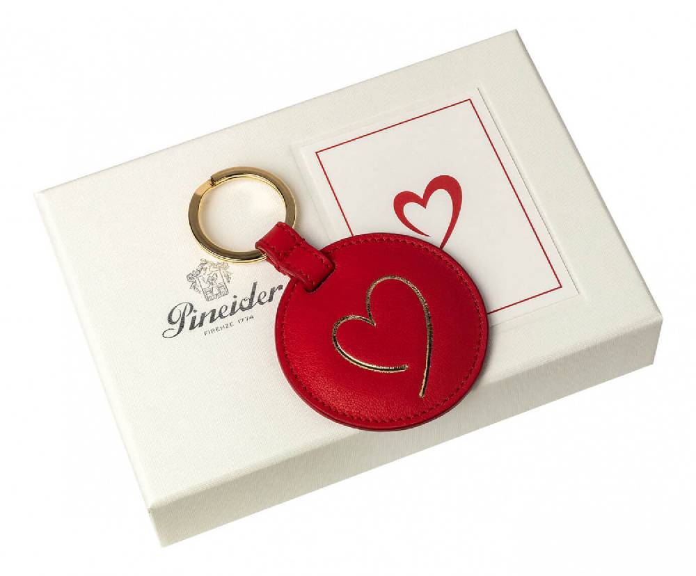Pineider Portachiavi con Cuore in Pelle Saldi Di Fabbrica