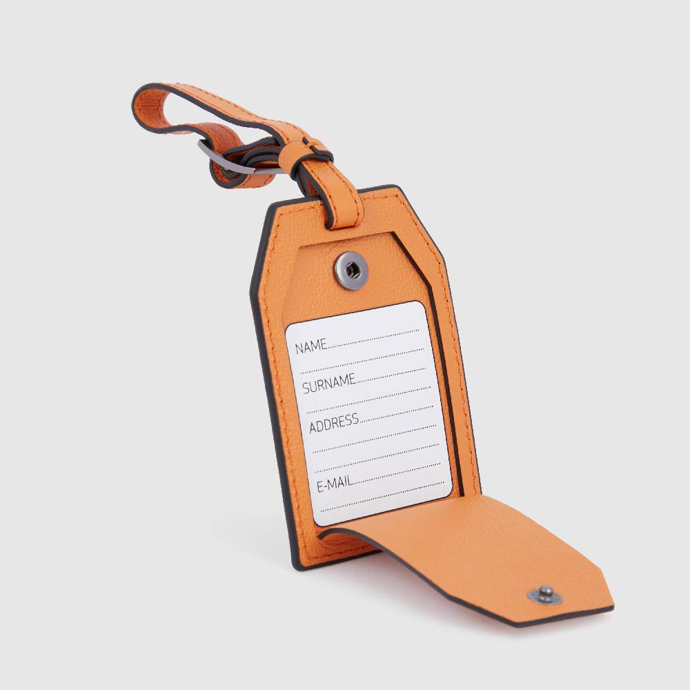 Piquadro Address Tag in pelle con logo PQD inciso Negozio