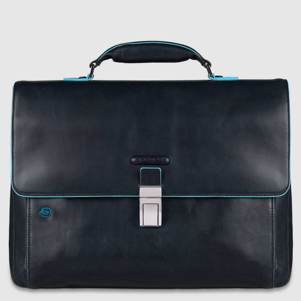 Piquadro Flap-over, expandable computer bag 15"