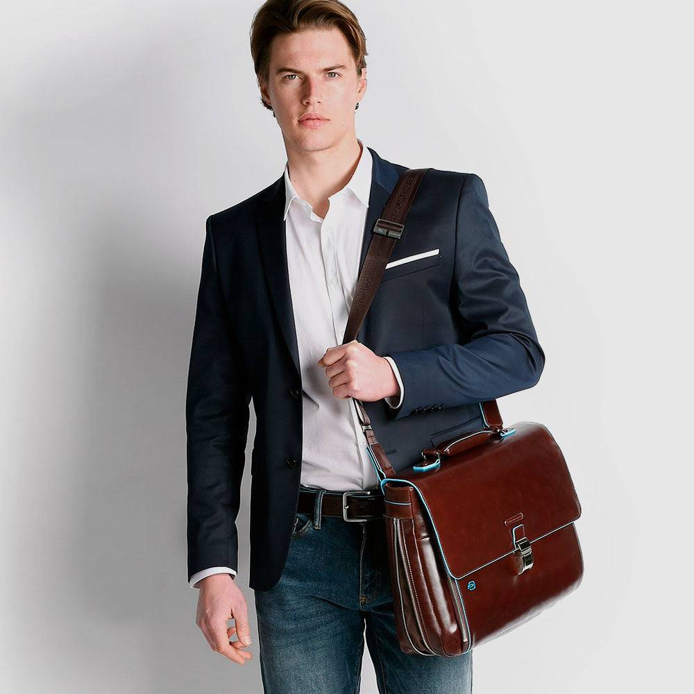 Piquadro Flap-over, expandable computer bag 15" Fino Al -60%