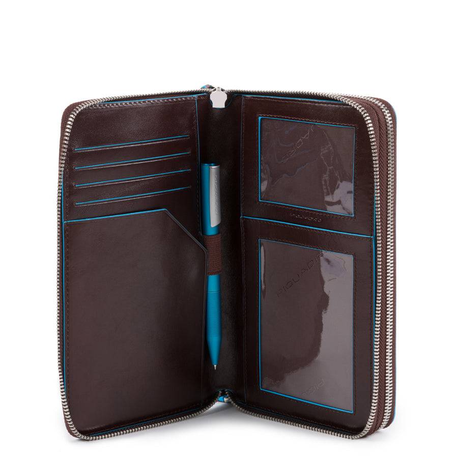 Piquadro Zip-around document organizer and wallet with coin Moda