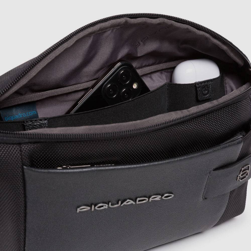 Piquadro Waist bag in recycled fabric and leather Italia
