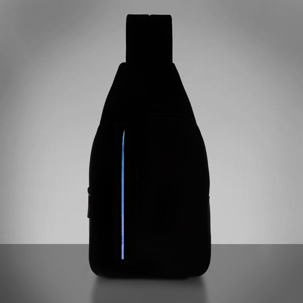 Piquadro Mono sling in recycled fabric with LED light Promozione