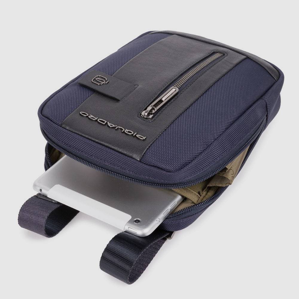 Piquadro iPad®mini pocket crossbody bag in recycled fabric Consegna Veloce
