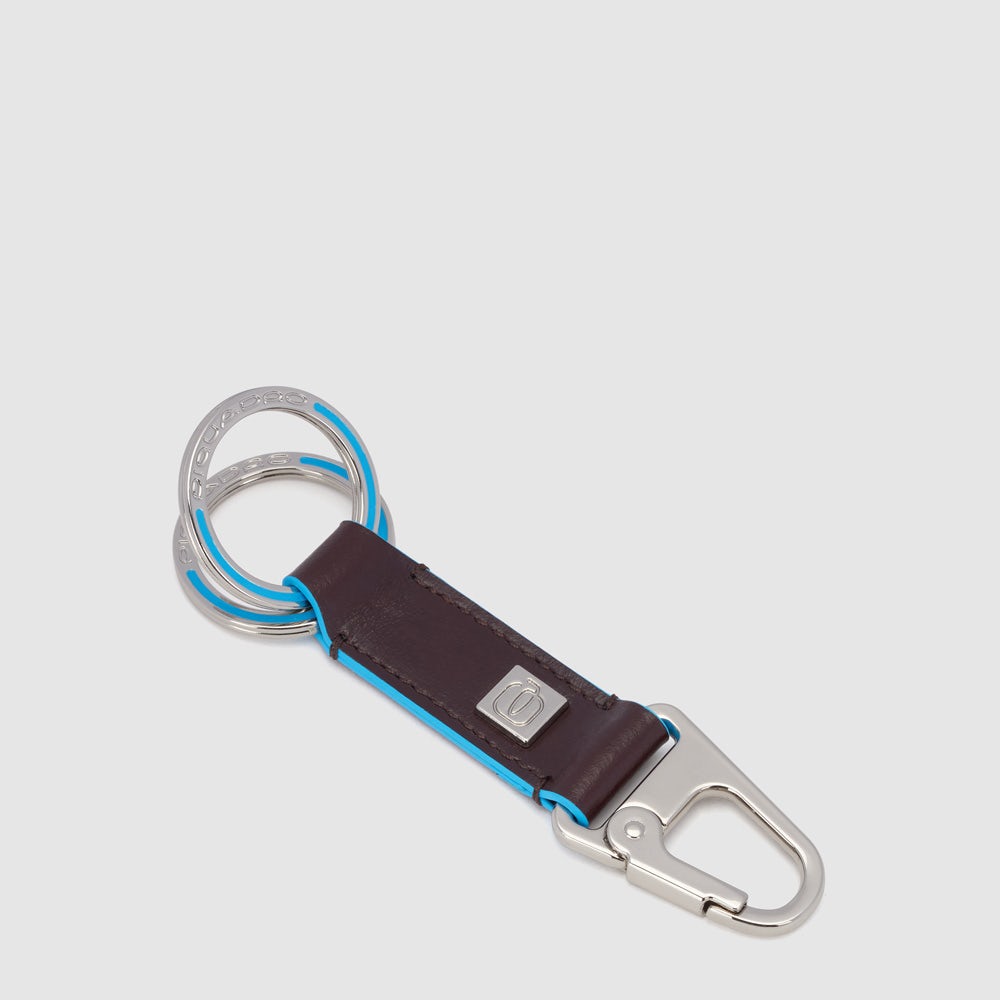 Piquadro Two-ring keychain with carabiner hook Promozione Limitata