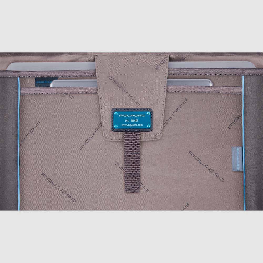 Piquadro Flap-over, expandable computer bag 15" In Linea