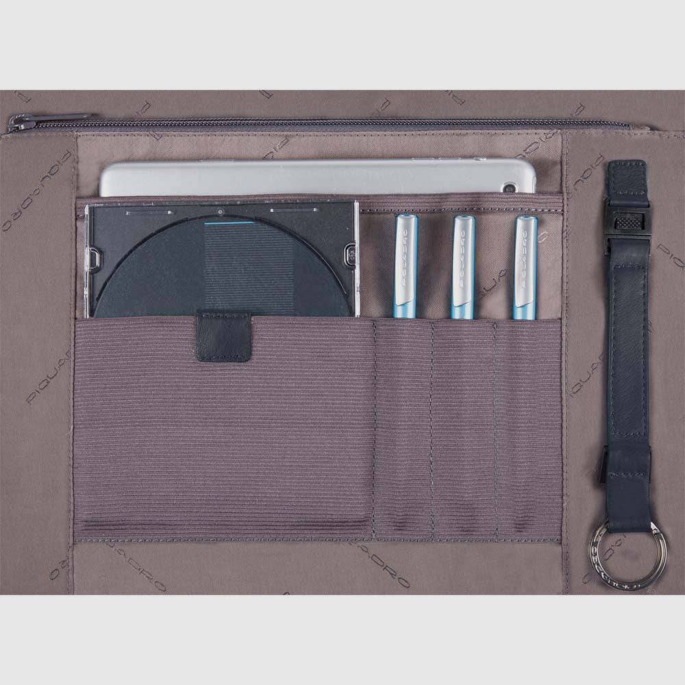 Piquadro Flap-over, expandable computer bag 15" In Linea