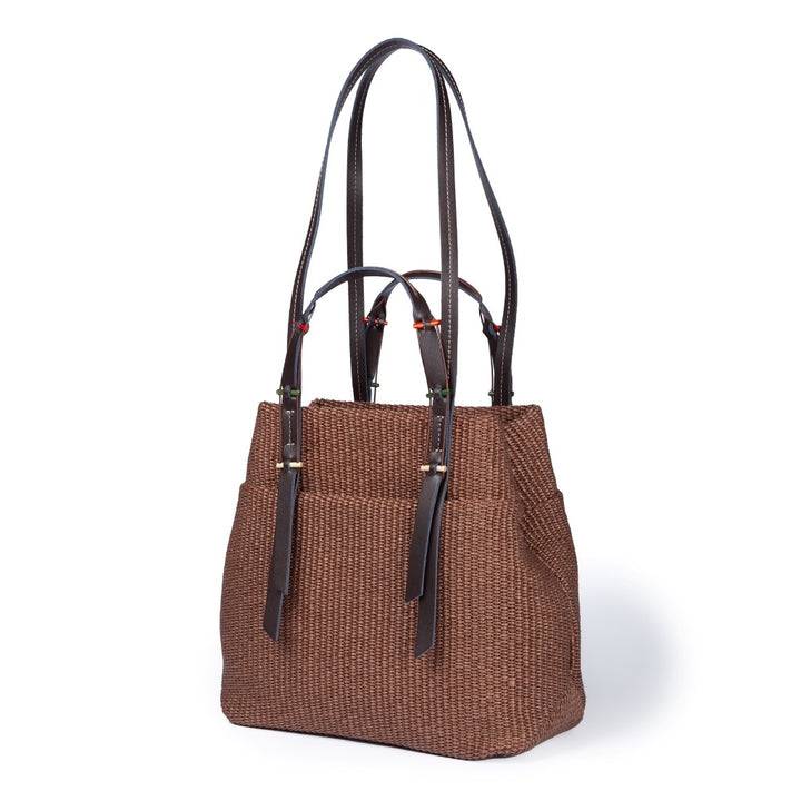 Roberta Gandolfi Fernanda Tote in rafia con finiture in pelle di vitello a doppia portabilità mano o shopping Saldi