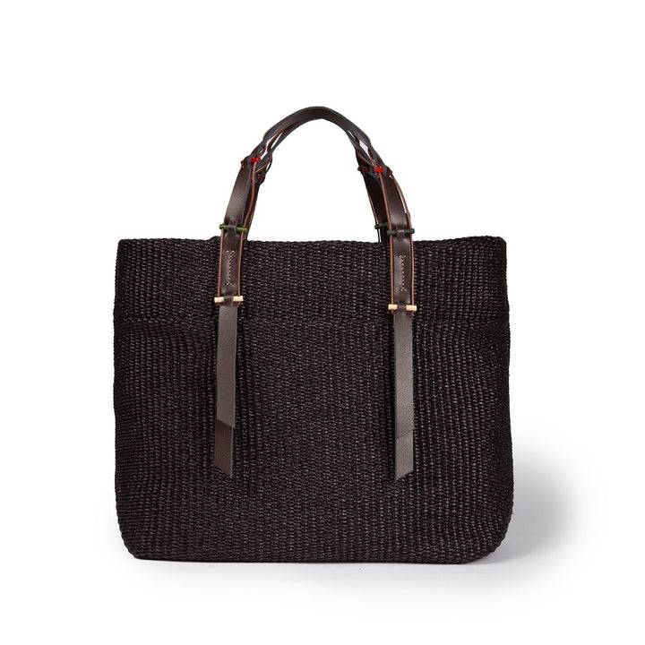 Roberta Gandolfi Fernanda Tote in rafia con finiture in pelle di vitello a doppia portabilità mano o shopping