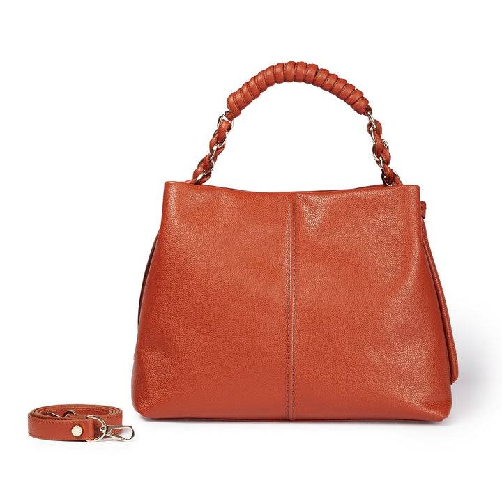 Roberta Gandolfi Amina large borsa a mano in pelle con manico tubolare fasciato e tracolla staccabile