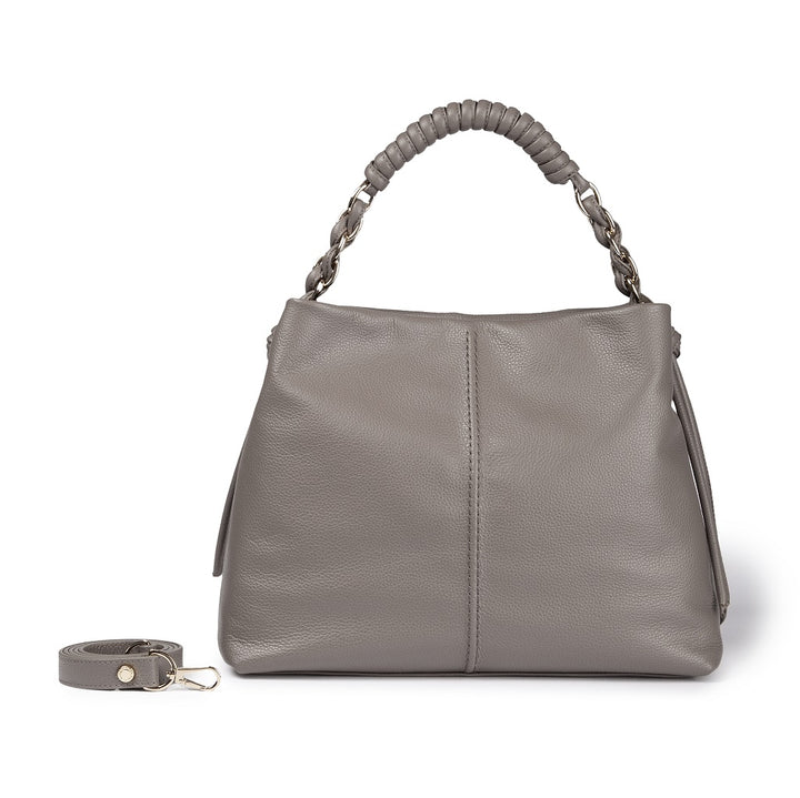 Roberta Gandolfi Amina large borsa a mano in pelle con manico tubolare fasciato e tracolla staccabile