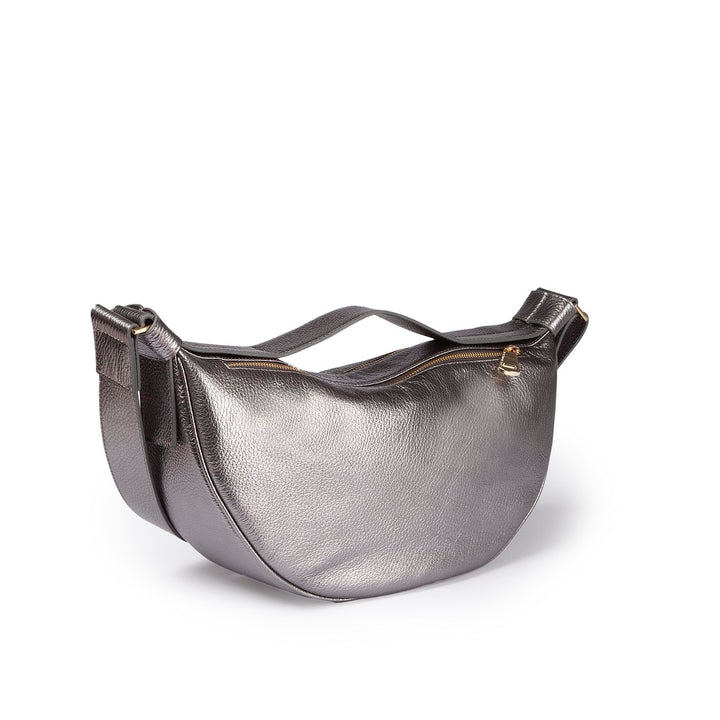 Roberta Gandolfi Micol Banana small cross body in vitello martellato metal con tracolla regolabile Qualità Garantita