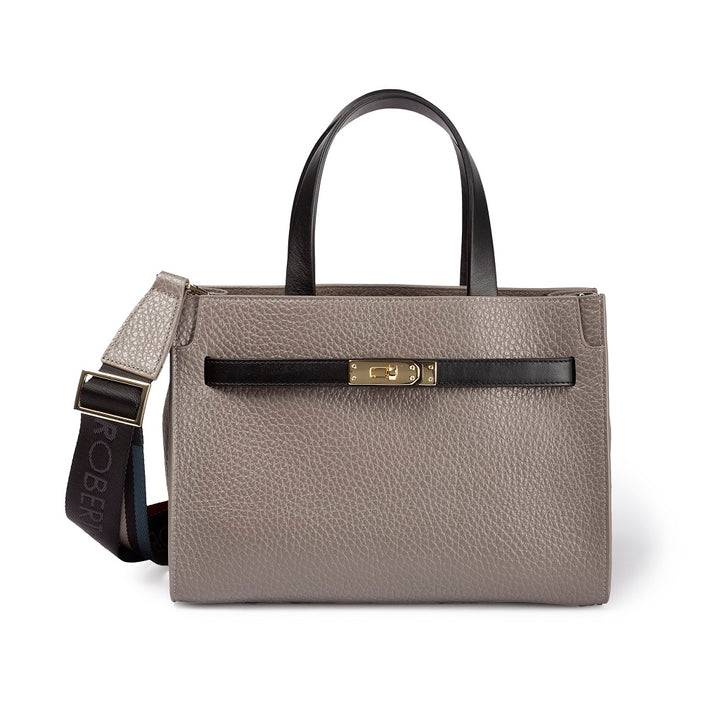 Roberta Gandolfi Frida Handbag in pelle martellata con tracolla logata in tessuto regolabile