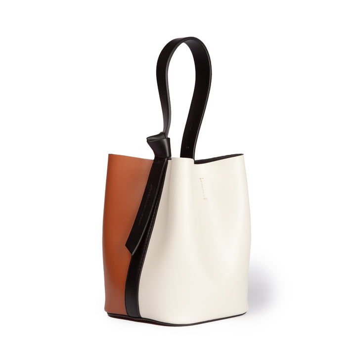 Roberta Gandolfi Cinzia Bucket medium medium in pelle bicolor con tracolla staccabile 2025