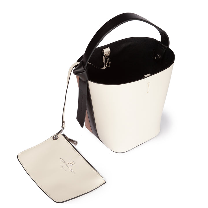 Roberta Gandolfi Cinzia Bucket medium medium in pelle bicolor con tracolla staccabile 2025