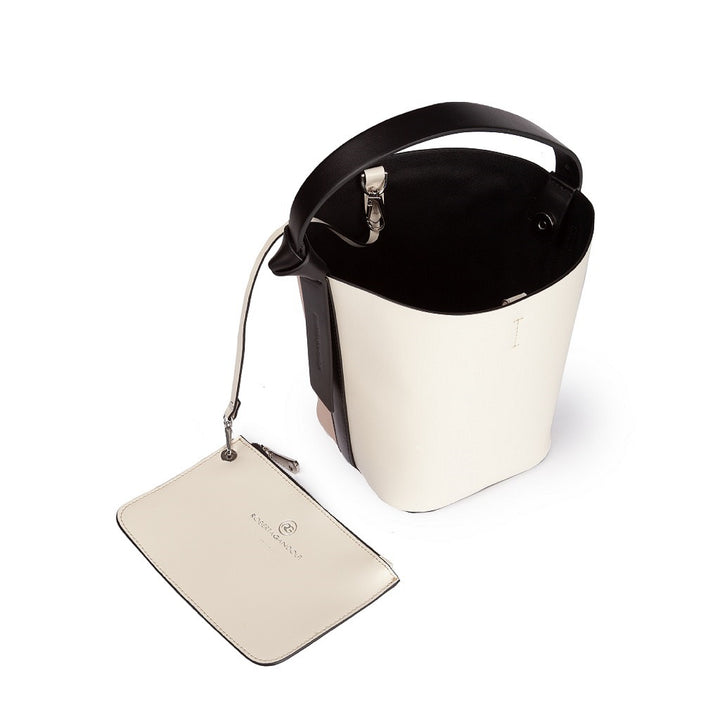 Roberta Gandolfi Cinzia Bucket medium medium in pelle bicolor con tracolla staccabile In Linea